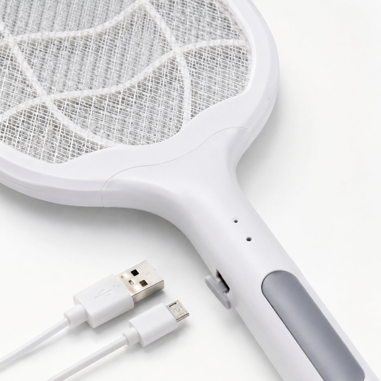 Електрична ракетка мухобійка з USB, Біла / Ракетка від комах / Електромухобійка / Акумуляторна пастка для комах