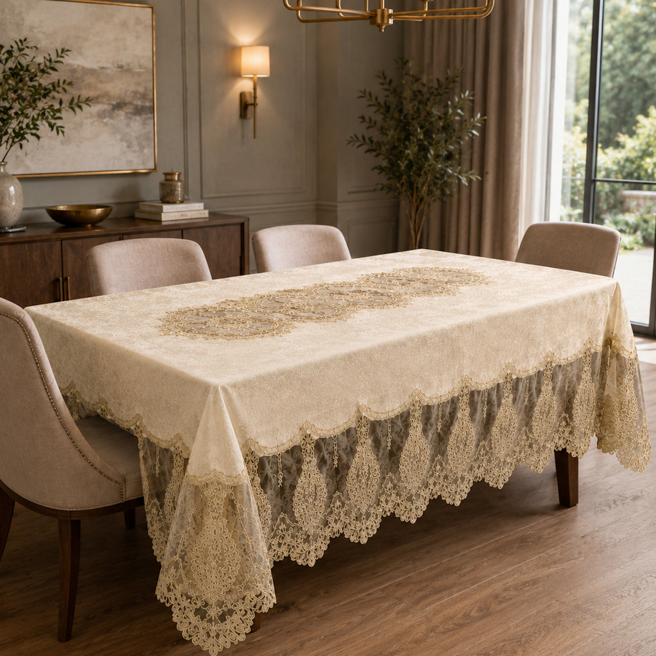 Скатертина велюрова, 260х160см, Maison Royale Klopatra, / Скатертина на стіл / Святкова скатертина