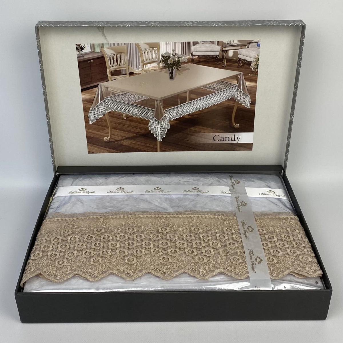 Силіконова скатертина з мереживом, 220х160см, Maison Royale Candy, / Скатертина на стіл / Святкова скатертина