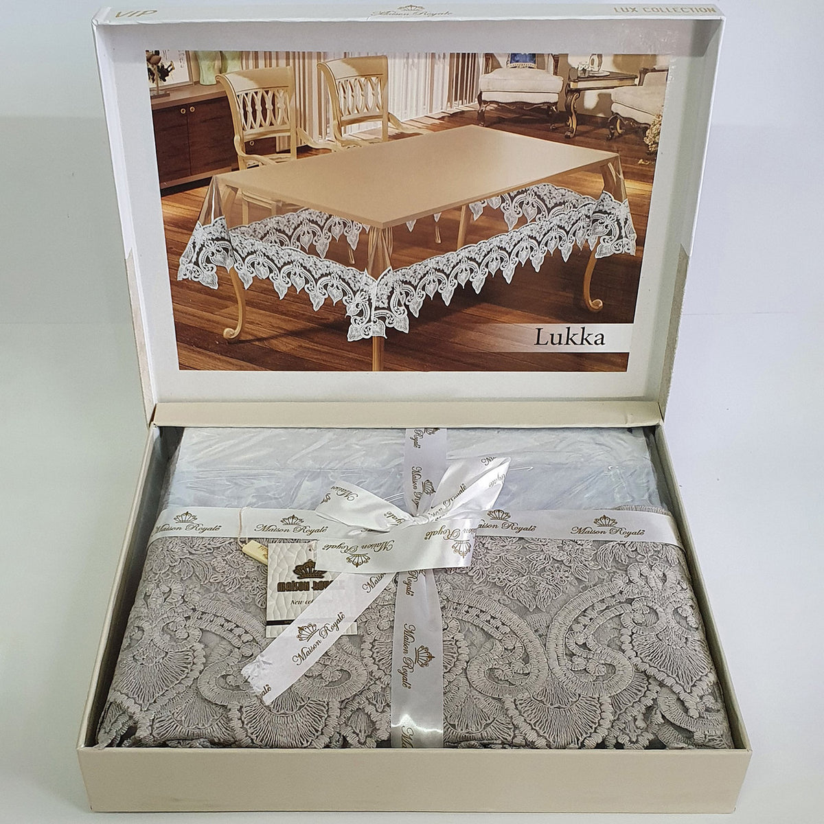 Силіконова скатертина з мереживом, 220х160см, Maison Royale Lukka, / Святкова скатертина / Скатертина на стіл