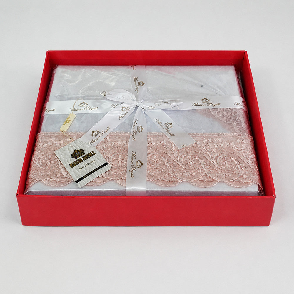 Скатертина з силікону, з мереживом, прямокутна, 160х400см, Maison Royale Zaliv Powder, Пудра / Скатертина м'яке скло ажурна