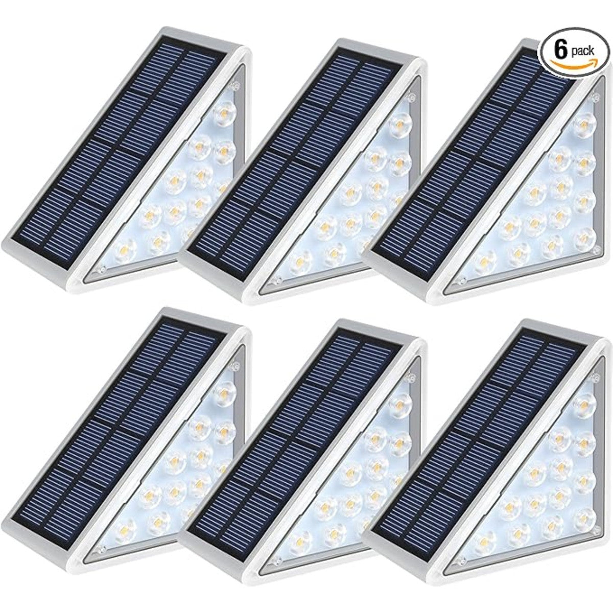 6 шт Вуличний світильник на сонячній батареї 13 LED, Прозорий / Кутовий світильник на сходи / Ступінчасті світильники
