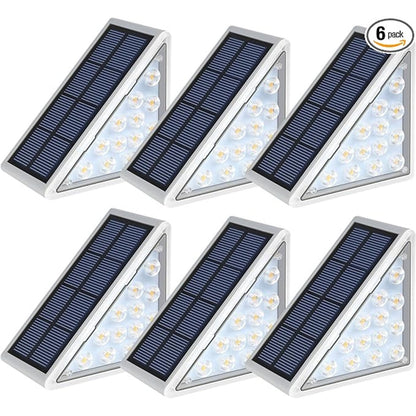6 шт Вуличний світильник на сонячній батареї 13 LED, Прозорий / Кутовий світильник на сходи / Ступінчасті світильники