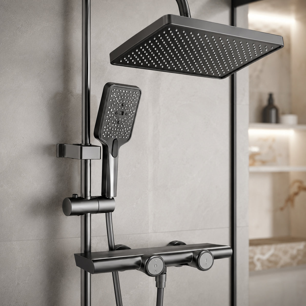 Душова система зі змішувачем Faucet CR-25HT030, Графіт /  Тропічний душ для душової кабіни та ванної / Душова панель