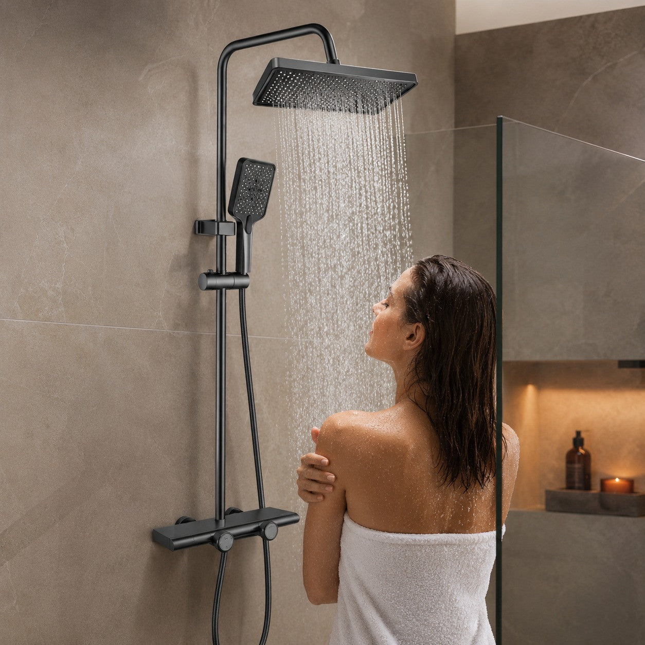 Душова система зі змішувачем Faucet CR-25HT030, Графіт /  Тропічний душ для душової кабіни та ванної / Душова панель