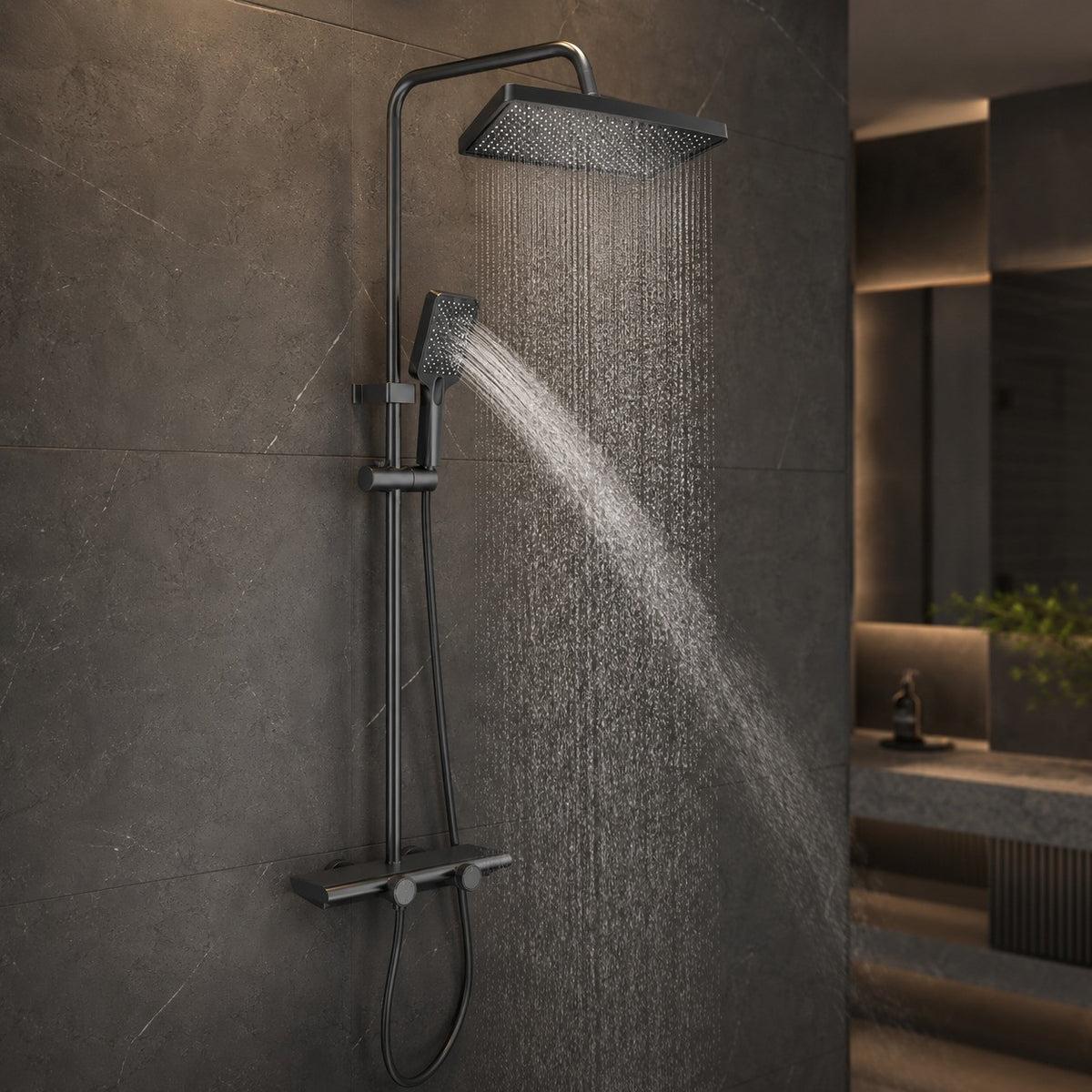 Душова система зі змішувачем Faucet CR-25HT030, Графіт /  Тропічний душ для душової кабіни та ванної / Душова панель