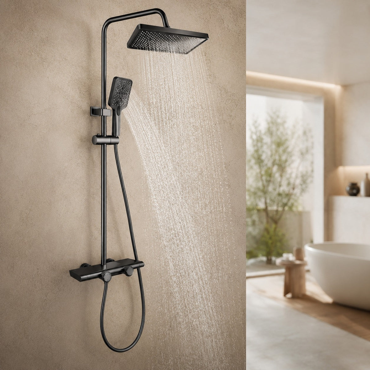 Душова система зі змішувачем Faucet CR-25HT030, Графіт /  Тропічний душ для душової кабіни та ванної / Душова панель