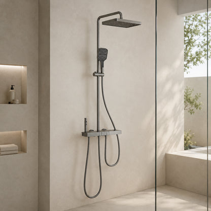 Душова система зі змішувачем Faucet CR25-HT028, Графіт / Душова панель Тропічний душ / Душова стійка для ванної