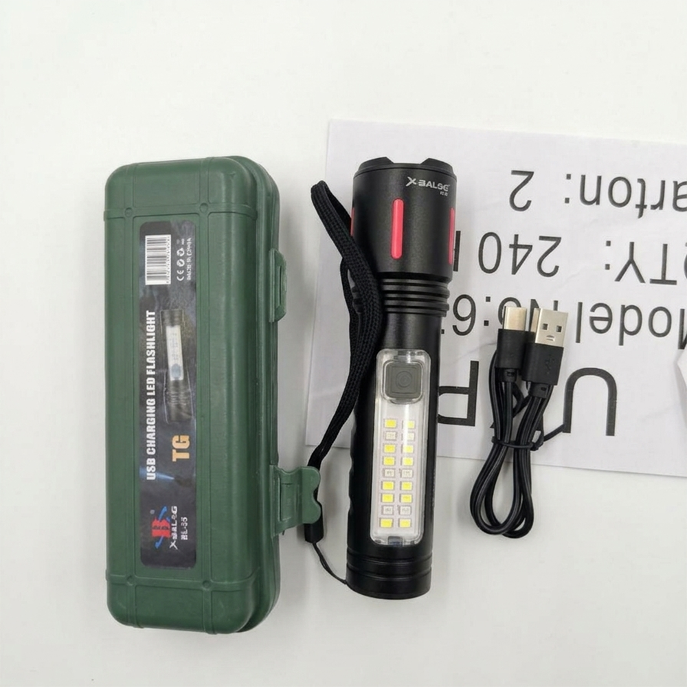 Ручний ліхтарик 15 Вт, 13,2 х 3,3 см, X-Balog BL-35, Чорний / Акумуляторний ліхтар ручний / Світлодіодний ліхтар