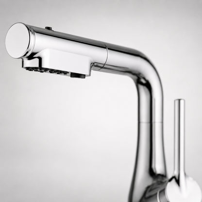 Змішувач для кухні з висувною лійкою, Faucet CR-8428, Хром / Кухонний кран з нержавіючої сталі / Висувний змішувач для мийки
