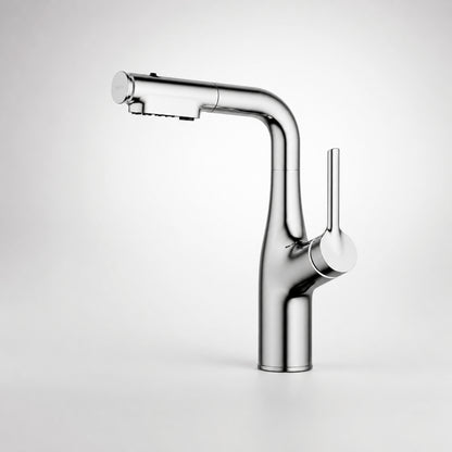 Змішувач для кухні з висувною лійкою, Faucet CR-8428, Хром / Кухонний кран з нержавіючої сталі / Висувний змішувач для мийки