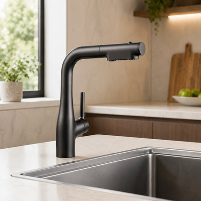 Змішувач для кухні з висувним виливом, 360°, Faucet CR-8429, Чорний / Кран на кухонну мийку / Висувний змішувач для мийки