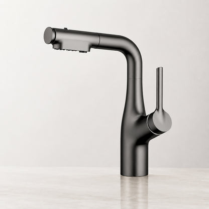 Змішувач для кухні з висувним виливом, 360°, Faucet CR-8429, Чорний / Кран на кухонну мийку / Висувний змішувач для мийки