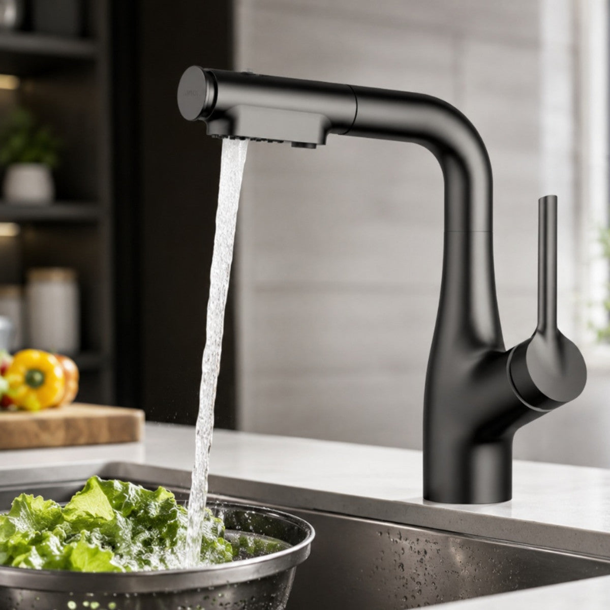 Змішувач для кухні з висувним виливом, 360°, Faucet CR-8429, Чорний / Кран на кухонну мийку / Висувний змішувач для мийки