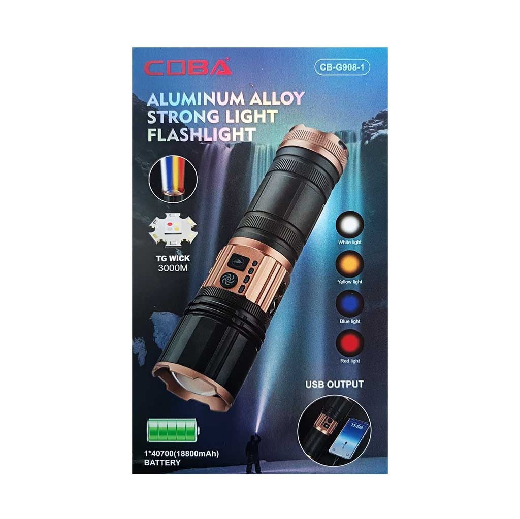 Акумуляторний ліхтарик з Power Bank, 4 режими, USB, Чорний / Світлодіодний ліхтар / Ліхтарик ручний / Ліхтарик на акумуляторі
