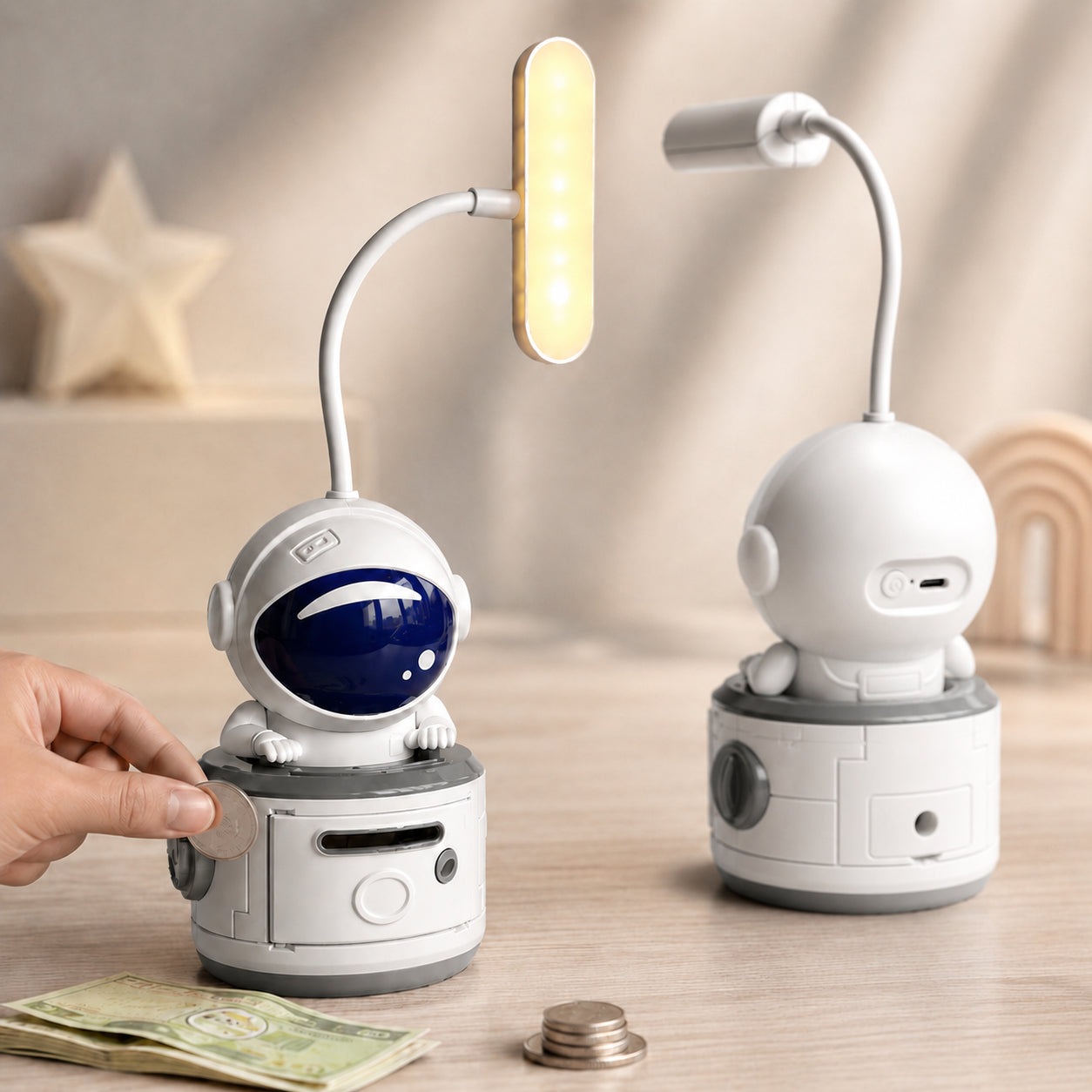 Настільна лампа LED Mini Lamp Space зі стругачкою для олівців і скарбницею, / Лампа-нічник / Світильник для дітей