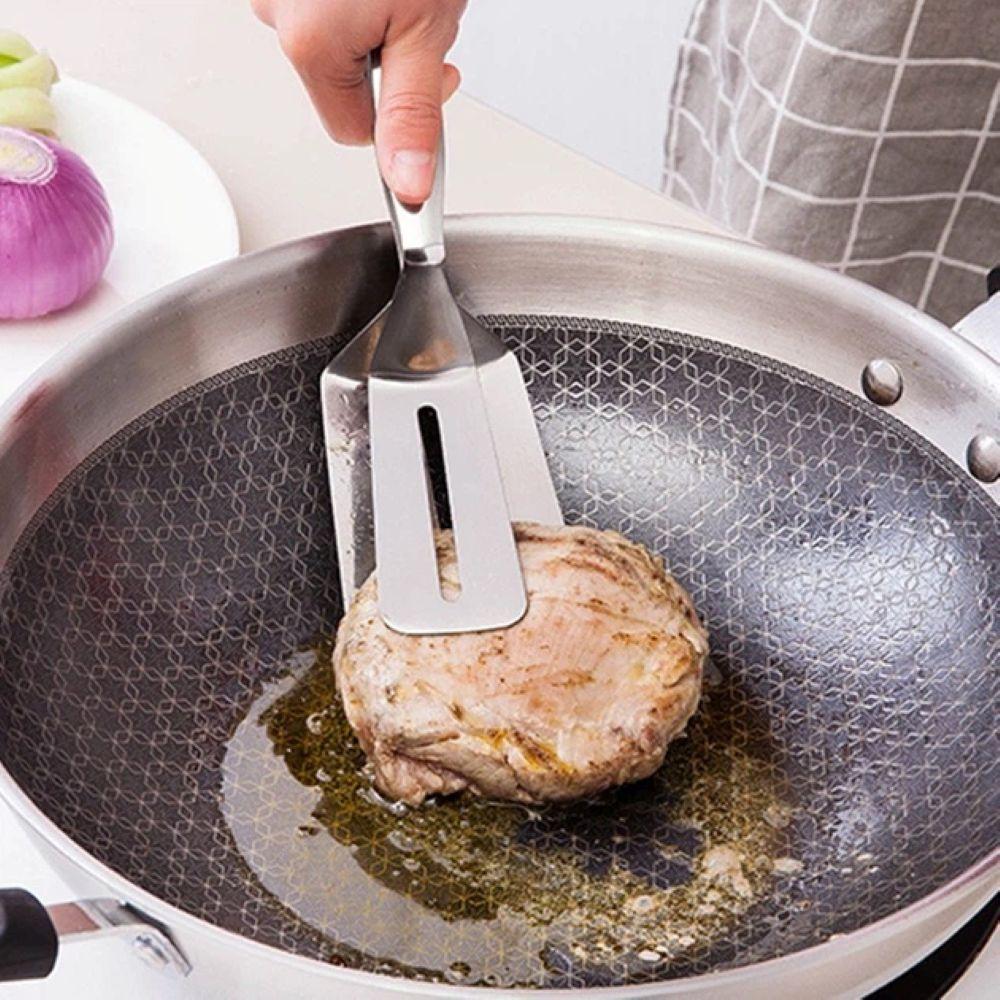 Кухонна лопатка-щипці 2в1, 26х7,3х2см,  Сріблясті / Лопатка для кухні / Щипці для кухні / Аксесуари для кухні