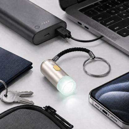 Міні-ліхтарик, USB, Type-C, з розсіювачем та шнурком, UA38A, Золотистий / Портативний LED ліхтарик від павербанка / Адаптер-ліхтар