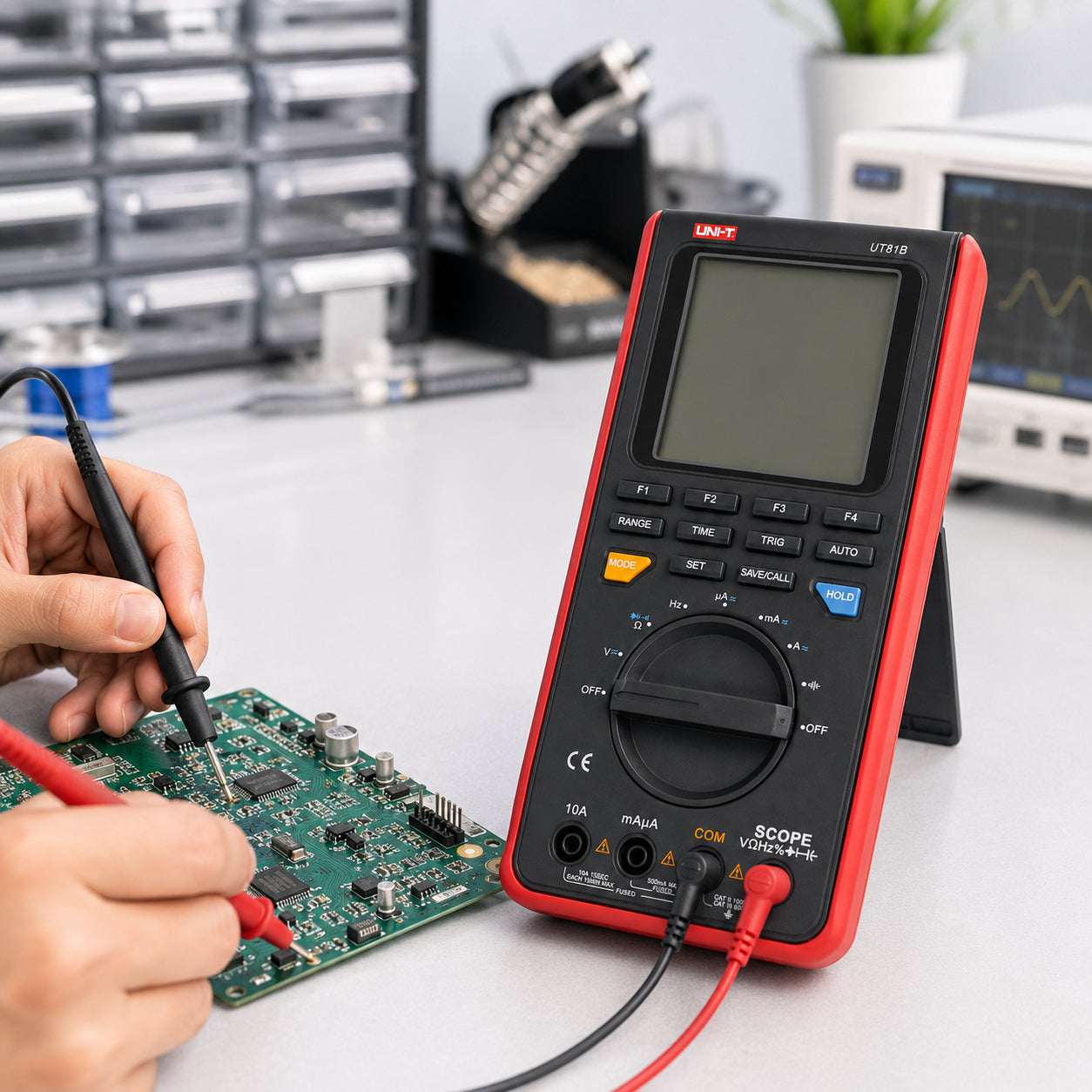 Цифровий осцилограф-мультиметр, 8 МГц, 40 МС/с, USB, UNI-T UT81B, Чорний / Портативний скопметр / Вимірювач струму та напруги