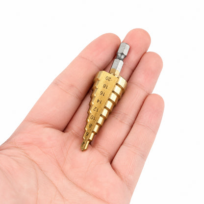 Ступінчасте свердло, хвостовик HEX 1/4", Золотистий / Свердло по металу / Універсальне свердло / Свердло по бетону