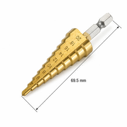 Ступінчасте свердло, хвостовик HEX 1/4", Золотистий / Свердло по металу / Універсальне свердло / Свердло по бетону