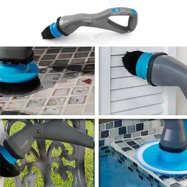 Електрична щітка для прибирання з 4 насадками, Hurricane Muscle Scrubber / Бездротова електрощітка для чищення