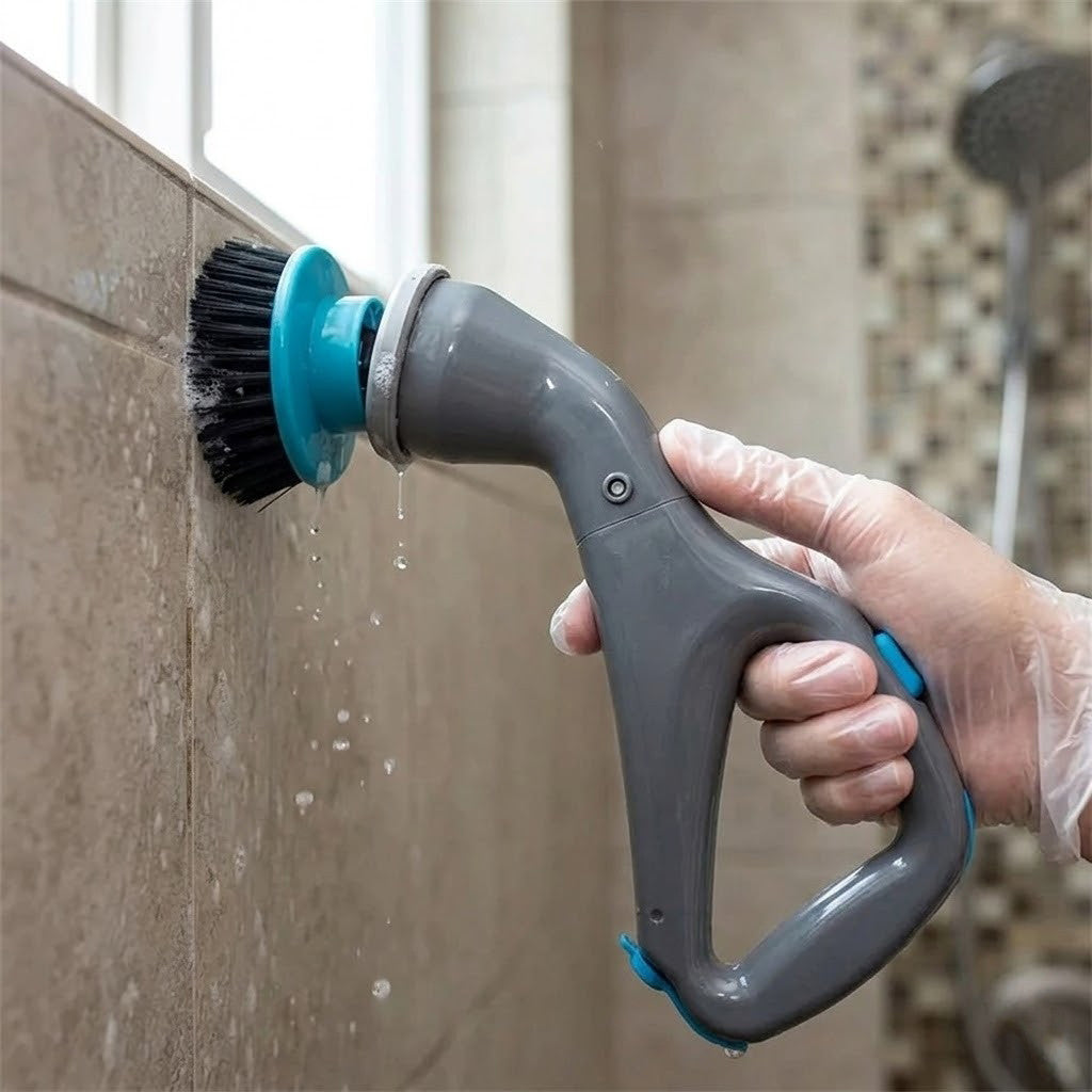 Електрична щітка для прибирання з 4 насадками, Hurricane Muscle Scrubber / Бездротова електрощітка для чищення