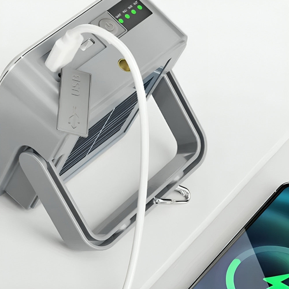 Кемпінговий ліхтар на сонячній батареї, Power Bank, Сірий / Кемпінгова лампа / Ліхтар акумуляторний