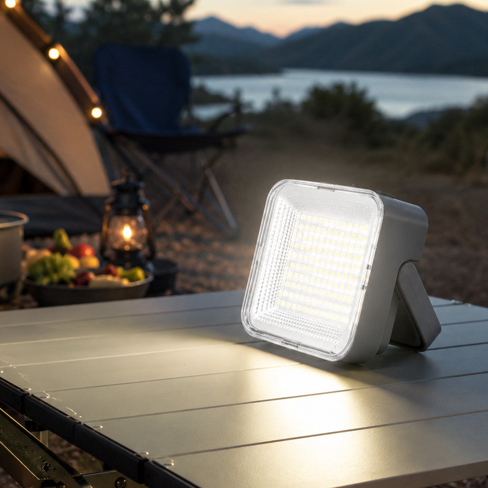 Кемпінговий ліхтар на сонячній батареї, Power Bank, Сірий / Кемпінгова лампа / Ліхтар акумуляторний