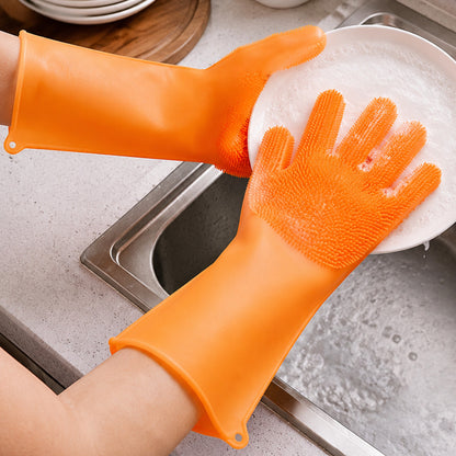 Рукавички для кухні Kitchen Gloves, Помаранчеві / Силіконові рукавички для миття посуду