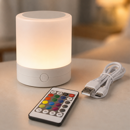 Настільна LED лампа нічник, з пультом, 5В, Mini touch lamp, Білий / Світильник-нічник / Акумуляторний нічник