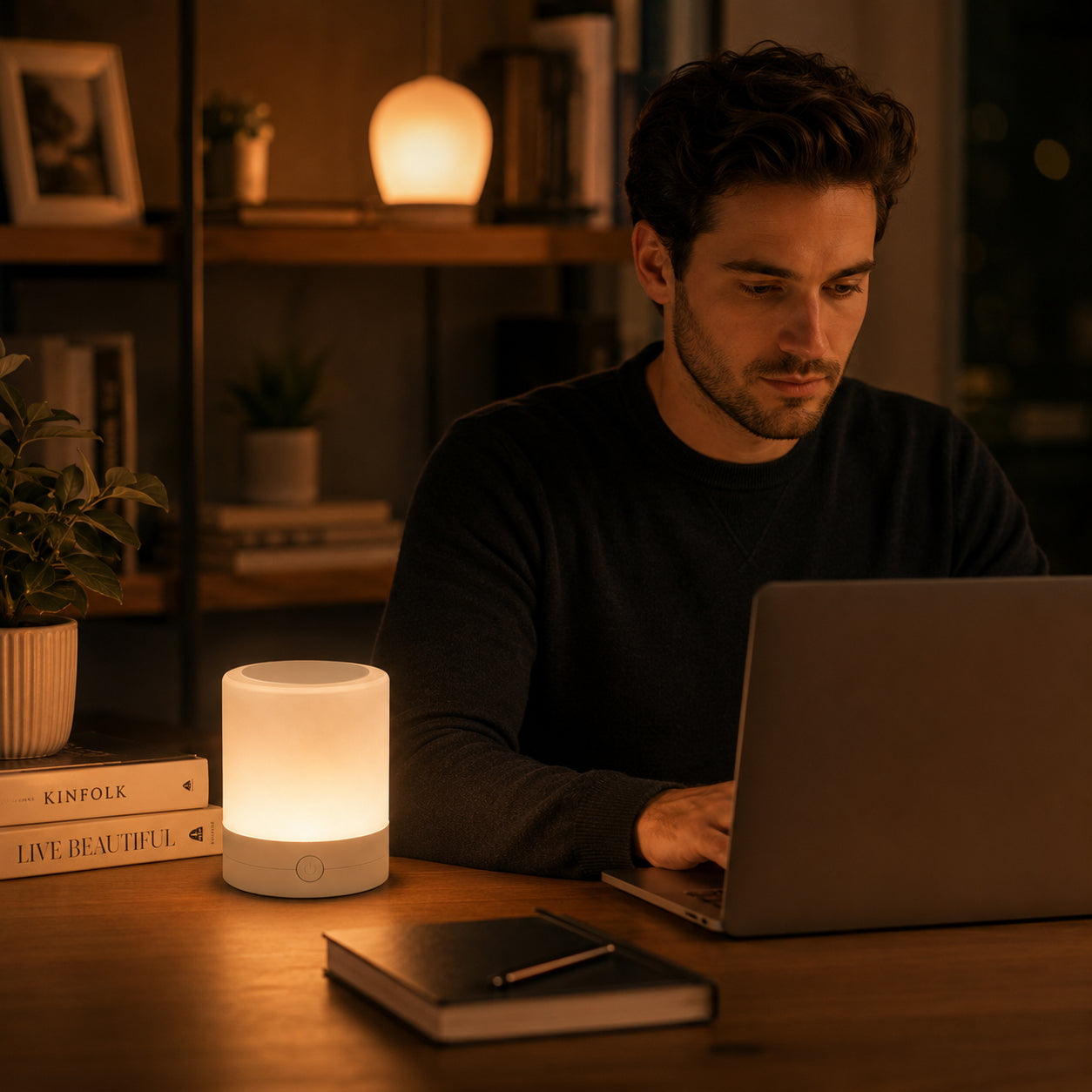 Настільна LED лампа нічник, з пультом, 5В, Mini touch lamp, Білий / Світильник-нічник / Акумуляторний нічник