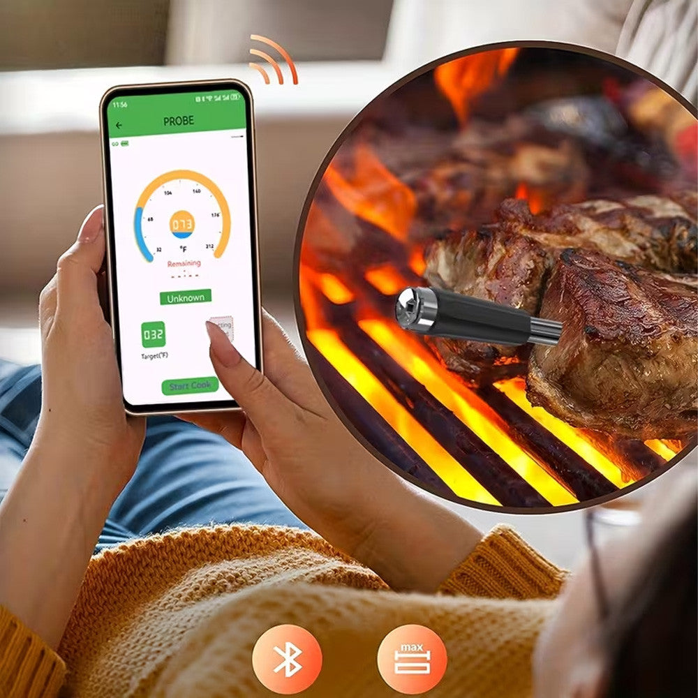 Кухонний термометр для м'яса Bluetooth, до 100°C, від USB / Кулінарний термометр / Харчовий термометр