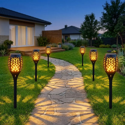 Садовий ліхтар на сонячній батареї 52см, 96LED, Solar flame, Теплий Білий / Декоративний світильник для саду / Ліхтар факел