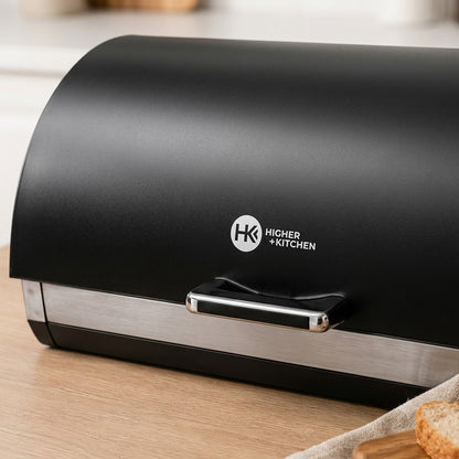 Хлібниця з нержавіючої сталі, Higher Kitchen ZP-049, / Хлібниця для кухні / Хлібниця металева з відкидною кришкою