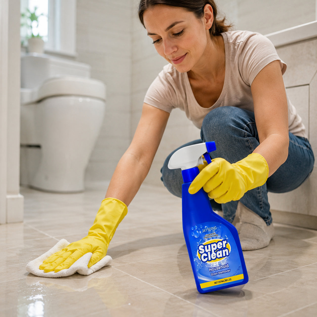 Універсальний миючий засіб для плитки та кахлю 237 мл, Jaysuing Super Clean, Синій / Спрей очисник швів, підлоги, ванної