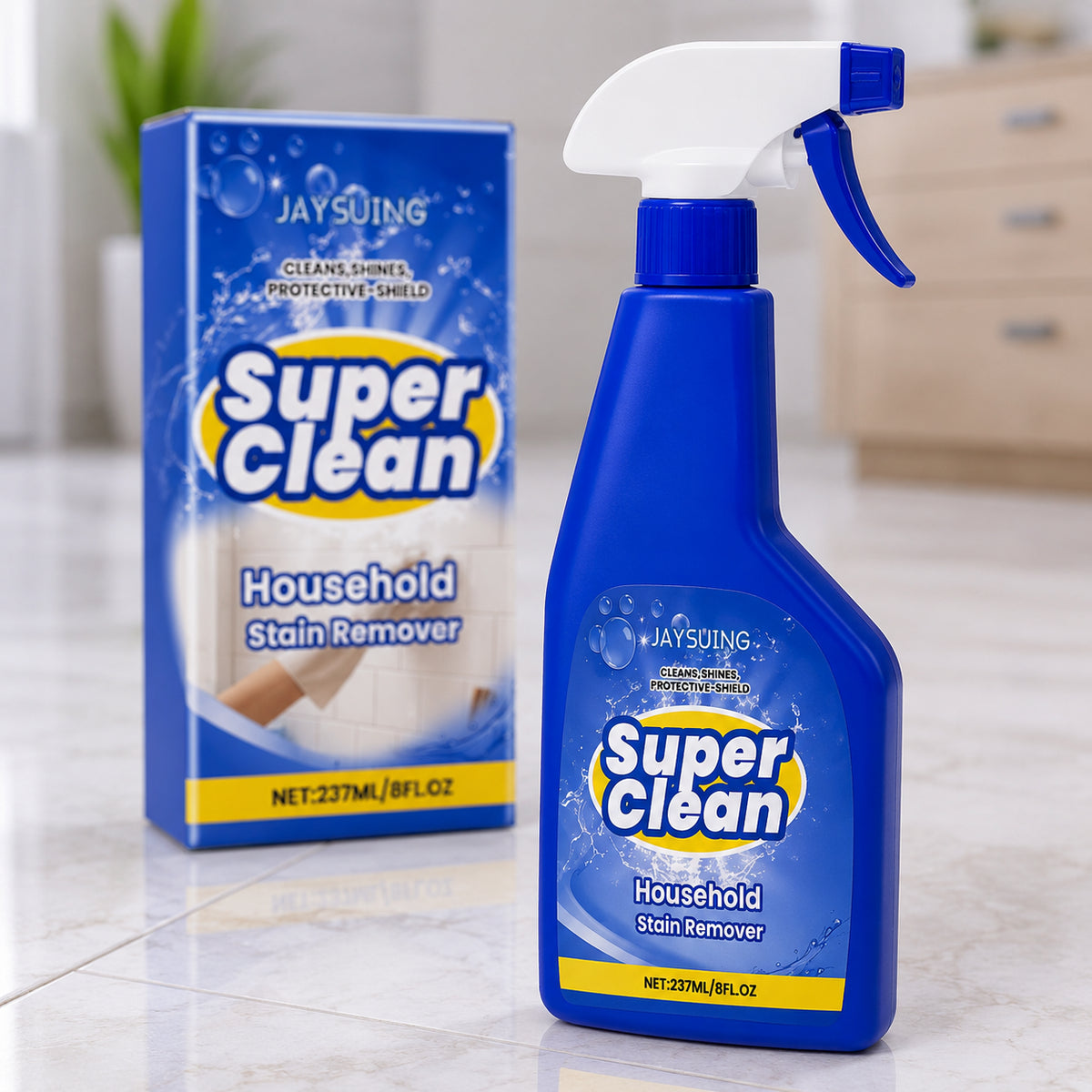 Універсальний миючий засіб для плитки та кахлю 237 мл, Jaysuing Super Clean, Синій / Спрей очисник швів, підлоги, ванної