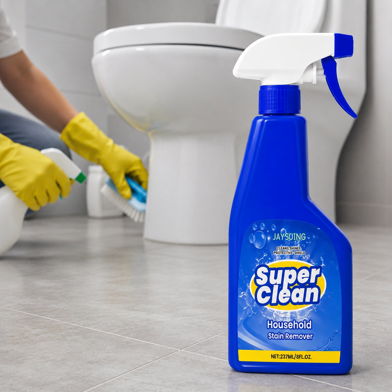 Універсальний миючий засіб для плитки та кахлю 237 мл, Jaysuing Super Clean, Синій / Спрей очисник швів, підлоги, ванної