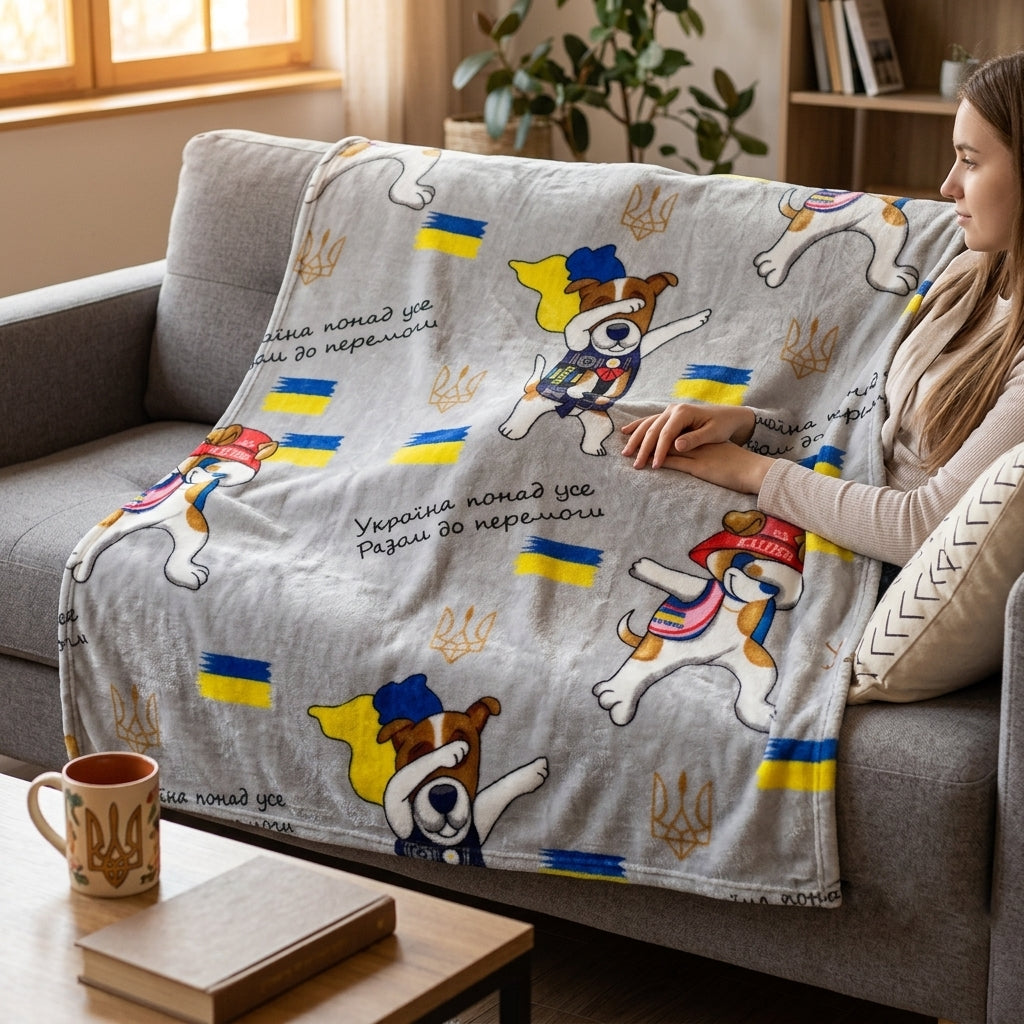 Дитячий плед з мікрофібри Велсофт, 140х110см, Сірий / Плед для дітей / Плед з малюнком / Покривало на дитяче ліжко