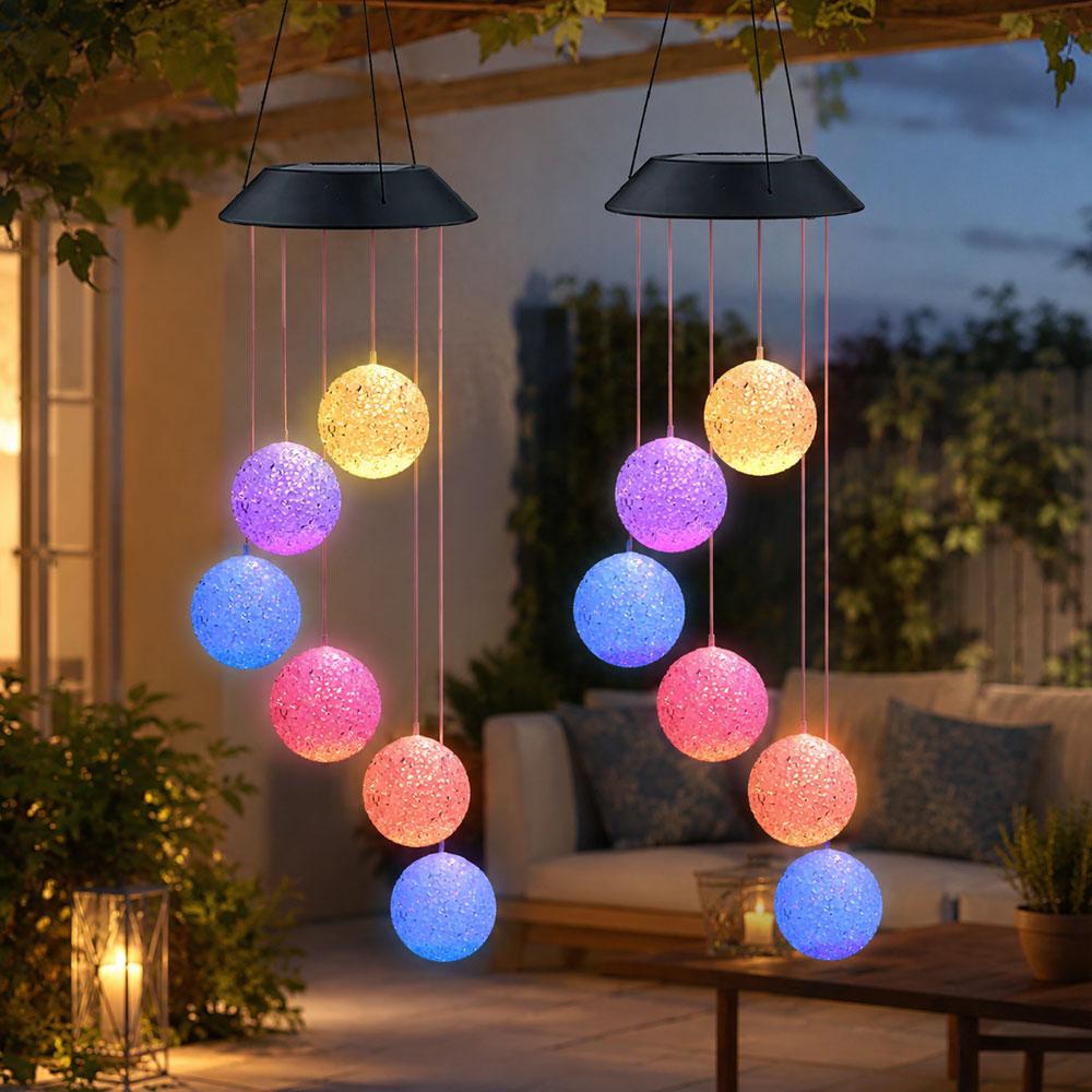 2шт Садова підвісна лампа на сонячній батареї 72см, 6 LED, RGB / Декоративний ліхтар для саду / Садовий світильник кульки