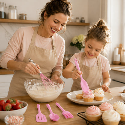 Набір кухонного приладдя, 5 предметів, Baking Props, Рожевий / Кухонний набір силіконовий