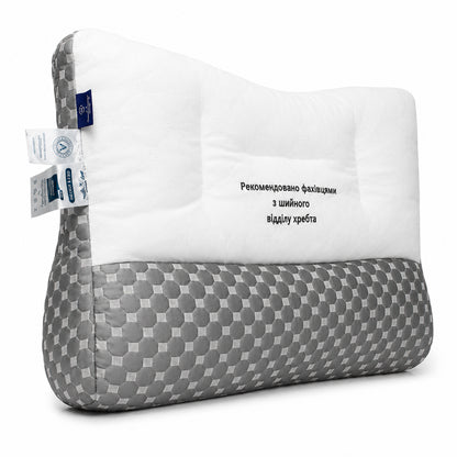 Подушка ортопедична з релакс-ефектом Memory Foam 43х64см, Colorful Home, Біло-сірий  / Ортопедична подушка / Подушка для сну