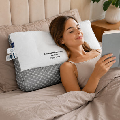 Подушка ортопедична з релакс-ефектом Memory Foam 43х64см, Colorful Home, Біло-сірий  / Ортопедична подушка / Подушка для сну