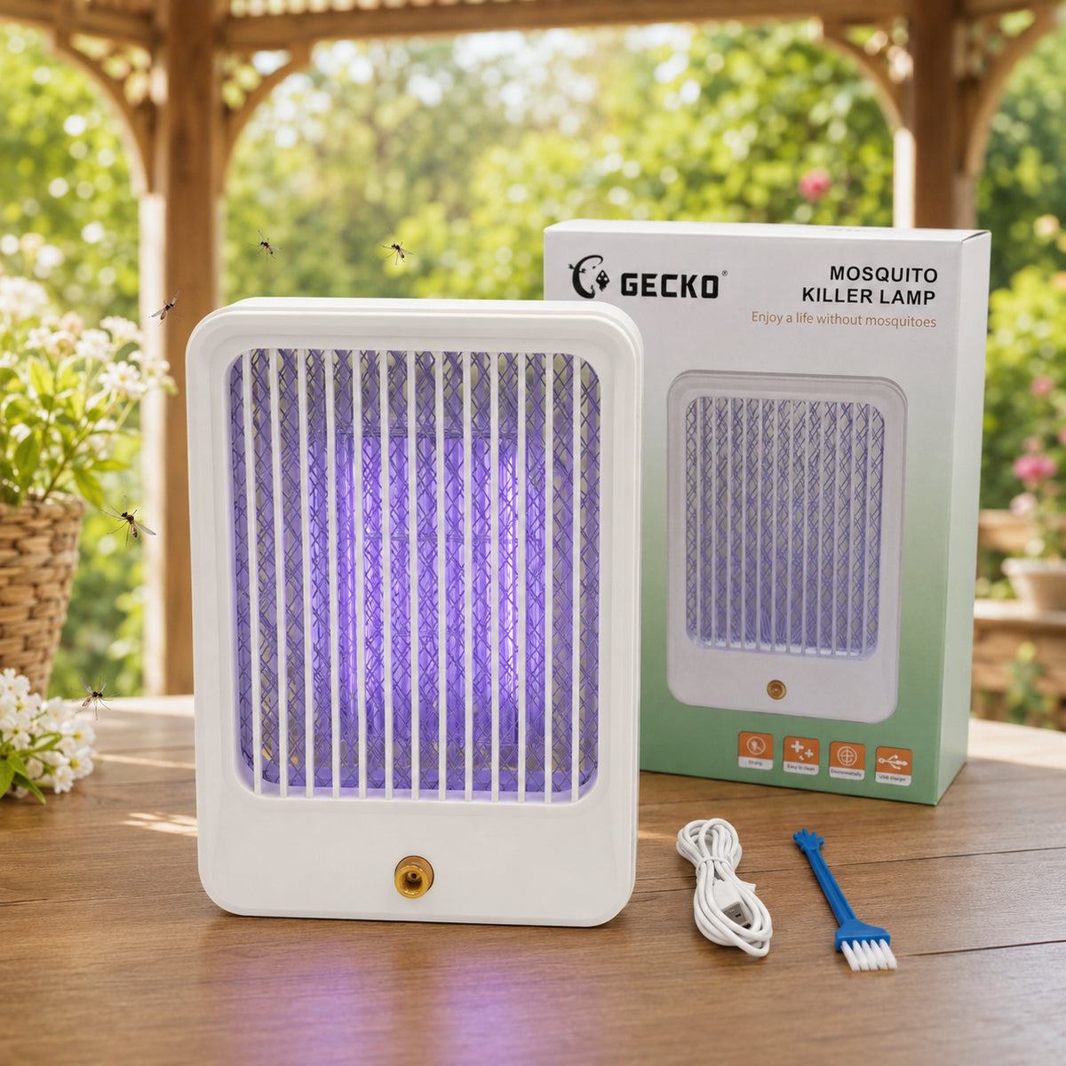 Електрична пастка для комарів з USB, GECKO, Білий / Лампа для знищення комах / Антимоскітна лампа / Знищувач комах