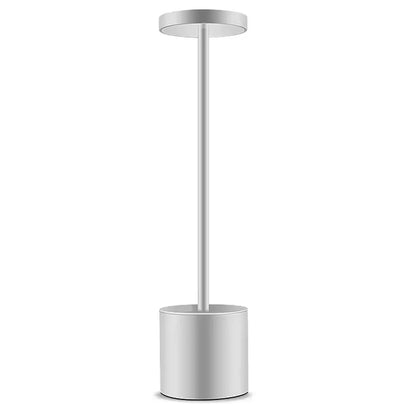 Настільна LED лампа на акумуляторі 34х8см, від USB, Сріблястий / Сенсорний світильник / Бездротова лампа-нічник