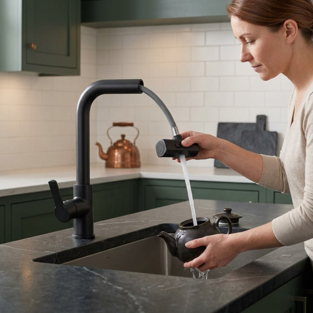 Кран на кухню, з висувною лійкою, 360°, / Змішувач для кухні / Змішувач для мийки / Висувний кран