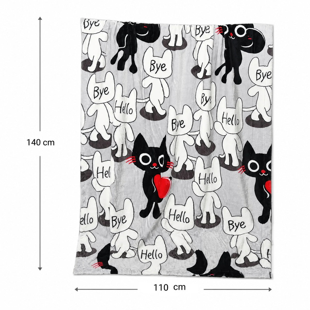 Плед дитячий із мікрофібри, Котики, 140х110см, Сірий / Покривало дитяче / Плед з малюнком / Плед на дитяче ліжко