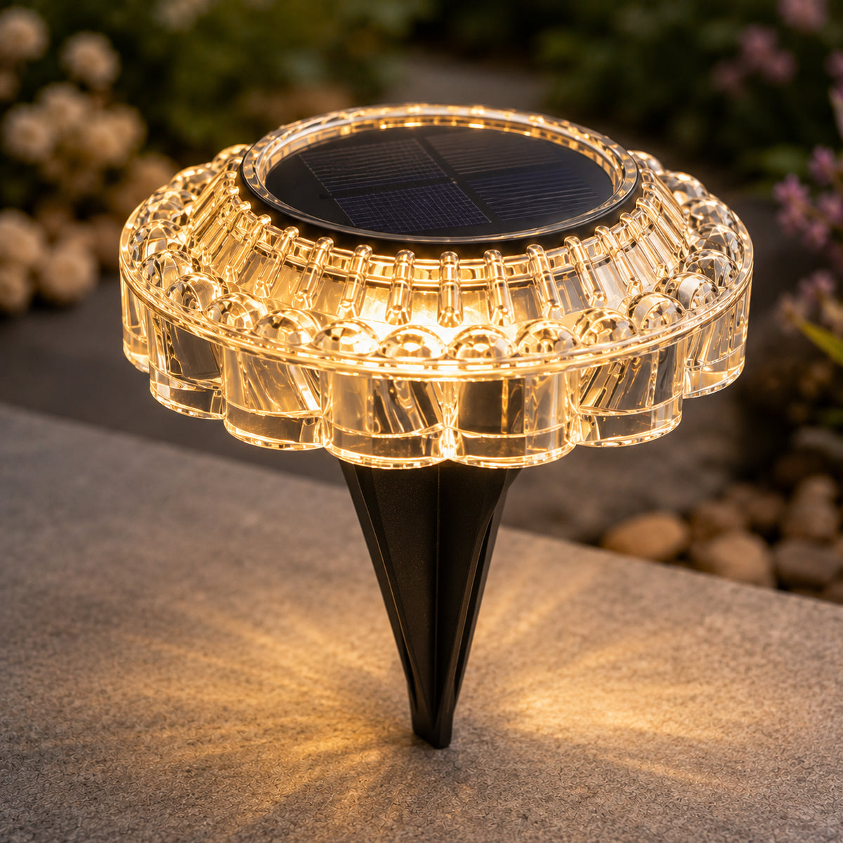 Садовий світильник на сонячних батареях, 15х11 см, 4 LED, Чорний / Грунтовий ліхтар круглий / Підсвітка садових доріжок