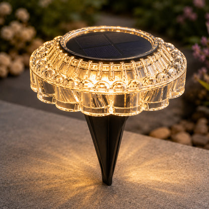 Садовий світильник на сонячних батареях, 15х11 см, 4 LED, Чорний / Грунтовий ліхтар круглий / Підсвітка садових доріжок