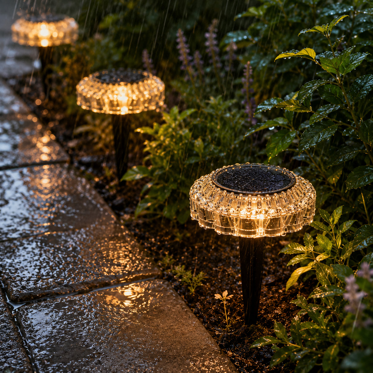Садовий світильник на сонячних батареях, 15х11 см, 4 LED, Чорний / Грунтовий ліхтар круглий / Підсвітка садових доріжок